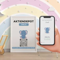 Aktie Etf Geldgeschenk | QrCode Aktiendepot Bild | Motiv Elefant