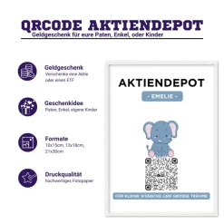 Aktie Etf Geldgeschenk | QrCode Aktiendepot Bild | Motiv Elefant