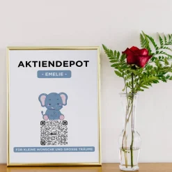 Aktie Etf Geldgeschenk | QrCode Aktiendepot Bild | Motiv Elefant