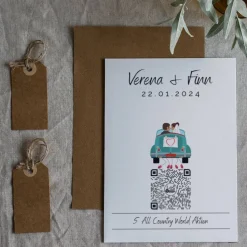 Aktiengeschenk | Aktien Etf Geschenkverpackung | Personalisiertes Geldgeschenk | QrCode Geschenkkarte | Bulli Cabrio