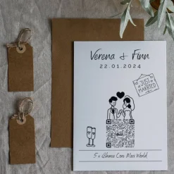 Aktiengeschenk Hochzeit | Personalisiertes Geldgeschenk | Aktie ETF Kryptowährung QrCode Geschenkkarte | Brautpaar