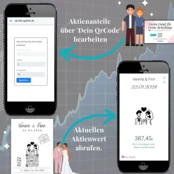 Aktiengeschenk Hochzeit | Personalisiertes Geldgeschenk | Aktie ETF Kryptowährung QrCode Geschenkkarte | Brautpaar