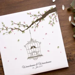 Alternatives Gästebuch zur Hochzeit auf Leinwand 50x50 cm – Personalisiert mit Fingerabdrücken & Namen – Besondere Hochz