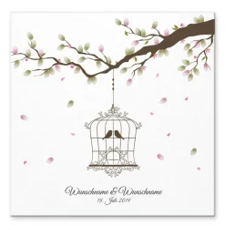 Alternatives Gästebuch zur Hochzeit auf Leinwand 50x50 cm – Personalisiert mit Fingerabdrücken & Namen – Besondere Hochz