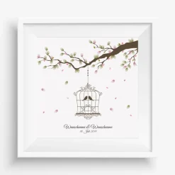 Alternatives Gästebuch zur Hochzeit auf Leinwand 50x50 cm – Personalisiert mit Fingerabdrücken & Namen – Besondere Hochz