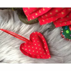 Anhänger aus Stoff 3er-Set rot gold