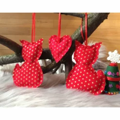 Anhänger aus Stoff 3er-Set rot gold