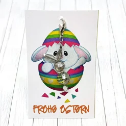 Anhänger Hase aus Kristallglas grau – Handgefertigter Geschenk- und Osterdeko-Anhänger