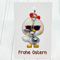 Anhänger Hase grau – süßer Acrylanhänger mit Karabiner oder Schnellaufhänger