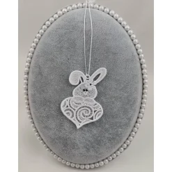 Anhänger Hase in Herz Weiß