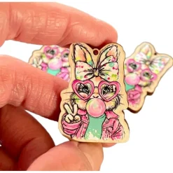 Anhänger Hasenmädchen, UV-Druck I Holz, Ostern