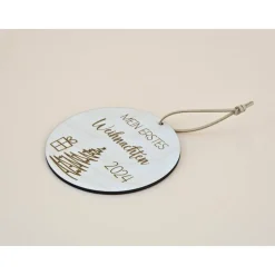 Anhänger Meilenstein Mein erstes Weihnachten für Weihnachtsbaum Christbaum Tannenbaum Weihnachtskugel Geschenk Baby Holz