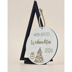Anhänger Meilenstein Mein erstes Weihnachten für Weihnachtsbaum Christbaum Tannenbaum Weihnachtskugel Geschenk Baby Holz