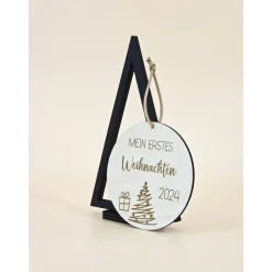 Anhänger Meilenstein Mein erstes Weihnachten für Weihnachtsbaum Christbaum Tannenbaum Weihnachtskugel Geschenk Baby Holz