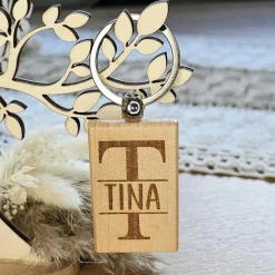 Anhänger Schlüssel Holz Schlüsselanhänger Gastgeschenk runder Geburtstag personalisiert Monogramm