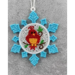 Anhänger Schneeflocke mit Vogel