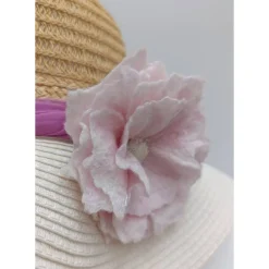 ANSTECKBLÜTE SARAH  handgearbeitet aus Naturmaterial Wolle & Seide in Weiß &  Rosé