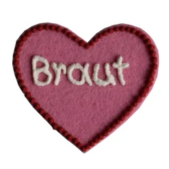 Anstecker mit Spruch Braut -  Namensschild Herz personalisiert Button Brosche