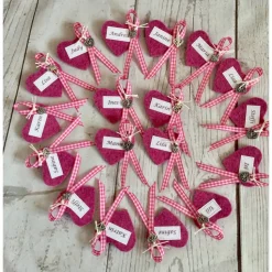 Anstecker-Namensschild-Gästebrosche-Platzkarte-Gastgeschenk-Hochzeit, Herz, Filz, Wunschbeschriftung