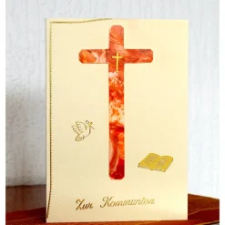 Aparte Kommunion Karte - Unikat mit Encaustic-Malerei