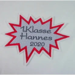 Applikation mit Wunschtext, Aufnäher Schulanfang,