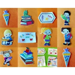 Applikationen, Stickbilder für den Schulanfang zum aufbügeln, Stickbilder, Bügelbilder