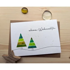 Aquarell Weihnachtskarte "Weihnachtsbäume im Schnee", handgemalt. Kein Druck!