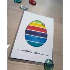 Aquarell-Osterkarte "Buntes Ei", handgemalt (kein Druck!)
