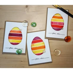 Aquarell-Osterkarte "Gelb-Rotes Ei", handgemalt (kein Druck!)