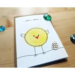 Aquarell-Osterkarte "Küken", handgemalt, 2 Varianten