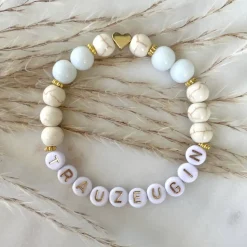 Armband als Geschenk für Trauzeugin | Handgemachtes Perlenarmband mit Wunschname | Geschenk Brautmama