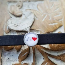 Armband aus 10mm breiten schwarzen Kork mit Kreuz gleich Liebe Slider
