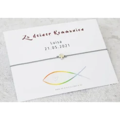 Armband Kommunion personalisierter Karte Geschenk zur Kommunion Mädchen Junge