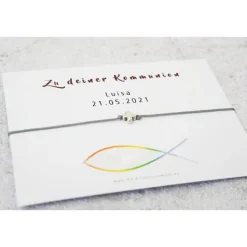 Armband Kommunion personalisierter Karte Geschenk zur Kommunion Mädchen Junge