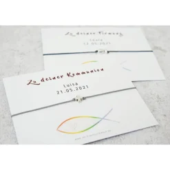 Armband Kommunion personalisierter Karte Geschenk zur Kommunion Mädchen Junge