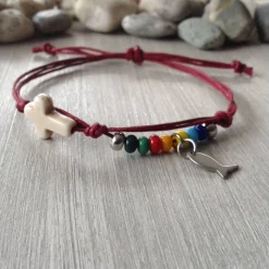 Armband mit bunte Rocailles, Kreuz und Fisch