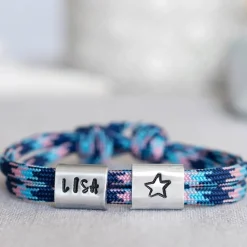 Armband personalisiert mit Gravur handgestempelt, Kommunion, Konfirmation, Firmung, Glücksbringer, Andenken