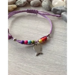 Armband zur Kommunion / Konfirmation mit Kreuz und Fisch / Regenbogen