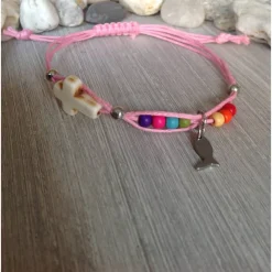Armband zur Kommunion / Konfirmation mit Kreuz und Fisch / Regenbogen