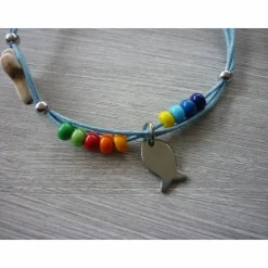 Armband zur Kommunion / Konfirmation mit Kreuz und Fisch / Regenbogen