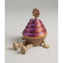 Artikulierter Cupcake-Freund aus PLA – bewegliche Beine, Blumendetail