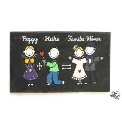 Außergewöhnliches Hochzeitsgeschenk: Personalisiertes Schiefertürschild mit Namen & Brautpaar-Motiv
