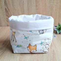 Aufbewahrungskorb Waldtiere, Windelkörbchen, Stoffkorb Wickeltisch, Montessori Spielzeukorb, Baumwollkorb, Wickelko