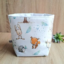 Aufbewahrungskorb Waldtiere, Windelkörbchen, Stoffkorb Wickeltisch, Montessori Spielzeukorb, Baumwollkorb, Wickelko