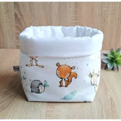 Aufbewahrungskorb Waldtiere, Windelkörbchen, Stoffkorb Wickeltisch, Montessori Spielzeukorb, Baumwollkorb, Wickelko