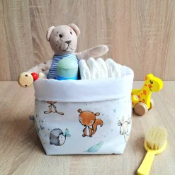Aufbewahrungskorb Waldtiere, Windelkörbchen, Stoffkorb Wickeltisch, Montessori Spielzeukorb, Baumwollkorb, Wickelko