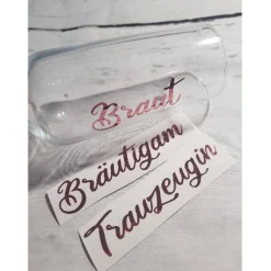 Aufkleber Gläser, Hochzeit, Bride, Braut, Groom, Bräutigam, Spezialanfertigung
