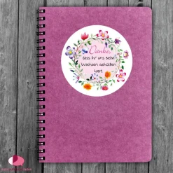 Aufkleber Kindergarten Abschied | Danke, dass ihr uns beim Wachsen geholfen habt - Blumenkranz