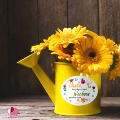 Aufkleber oval - Kindergarten Abschied | Danke, dass du mir beim Wachsen geholfen hast - Blumen - Marienkäfer - Vogel