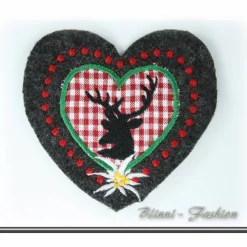 Aufnäher Tracht - HIRSCH IM HERZ- Aufnäher Applikation gestickt Oktoberfest, Farbwahl